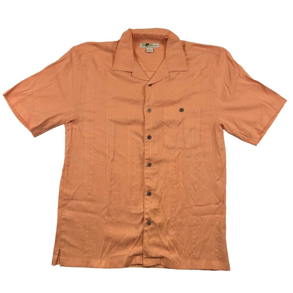Joe Marlin Shirt Mens XL Short Sleeve Button Up Textured Rayon Blend Casual